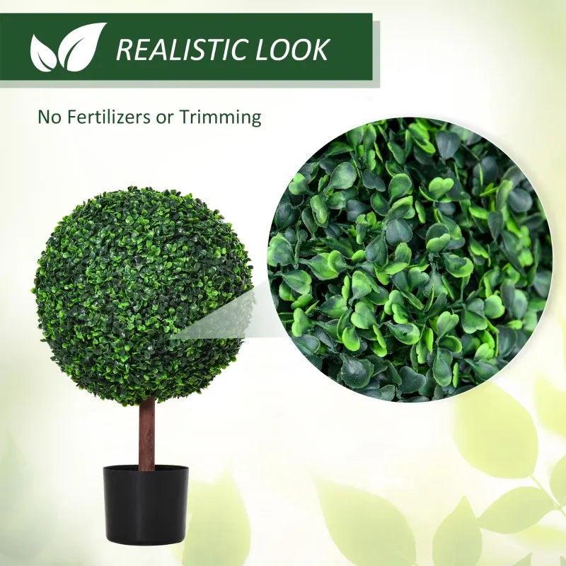 23.5 inch artificial topiary tree with a realistic look, requiring no fertilizers or trimming