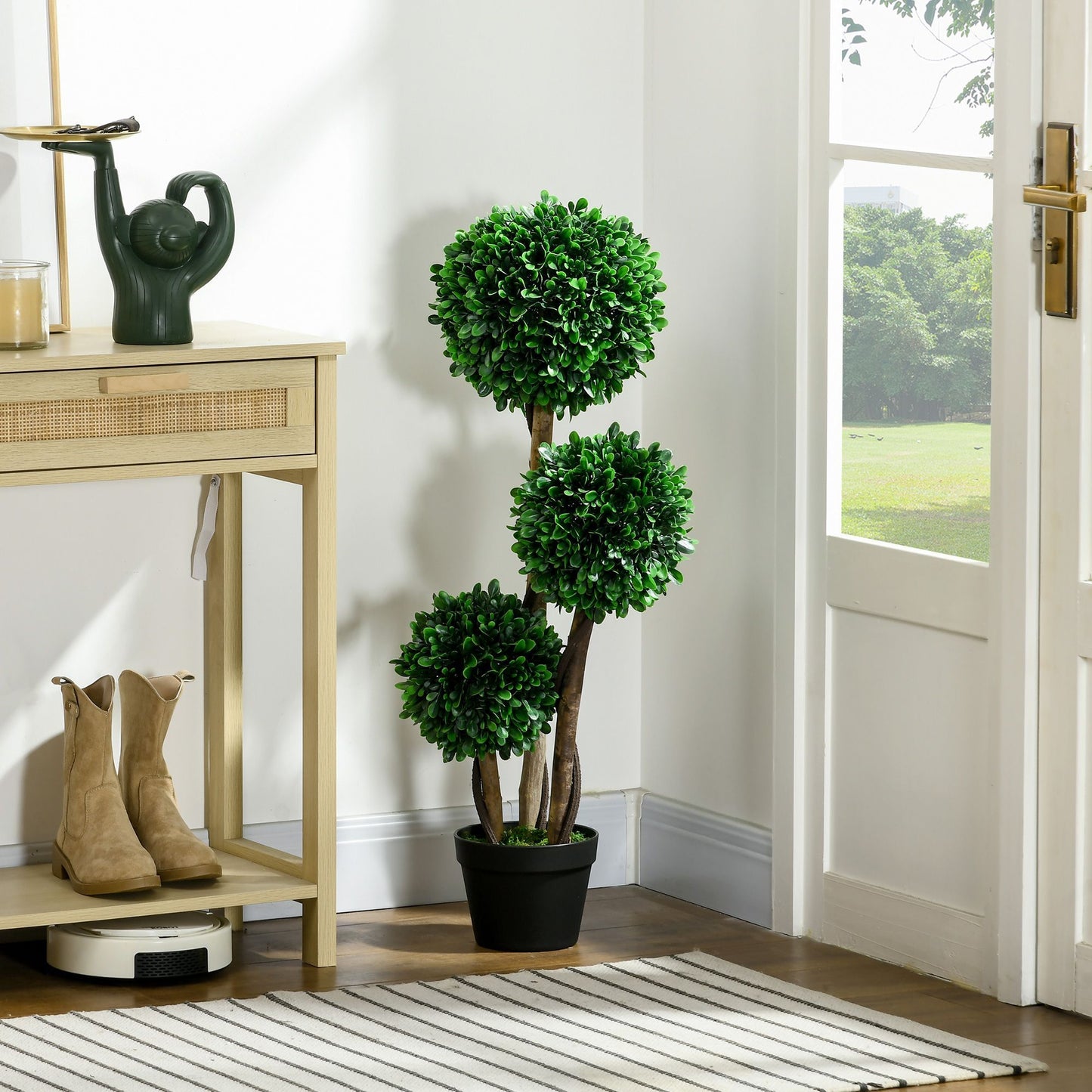 Artificial topiary tree 3ft in a decorative pot with vibrant green foliage for indoor decoration