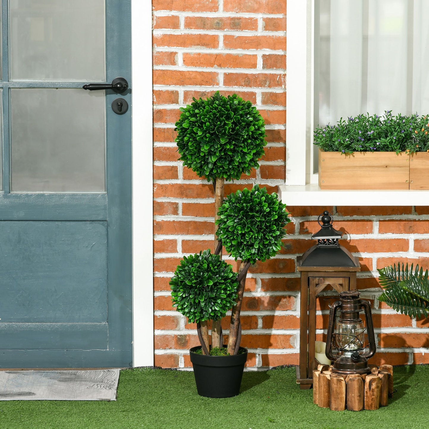 Elegant artificial topiary tree 3ft in a decorative pot for stylish home decor and landscaping
