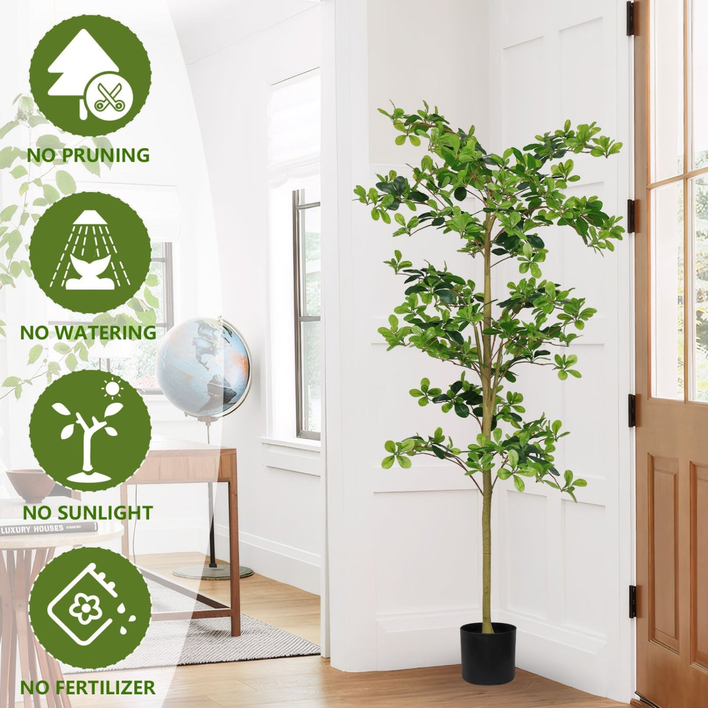 Lifelike artificial tung tree plant in a stylish pot, perfect for home decor with no maintenance needed