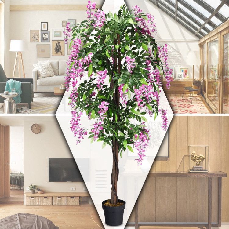 Stunning artificial wisteria tree in a stylish pot, perfect for home or office decor