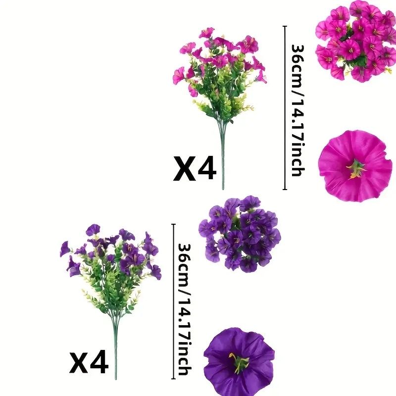 Set of bright artificial flowers for home in purple and pink with 36cm stems from FauxMart.com