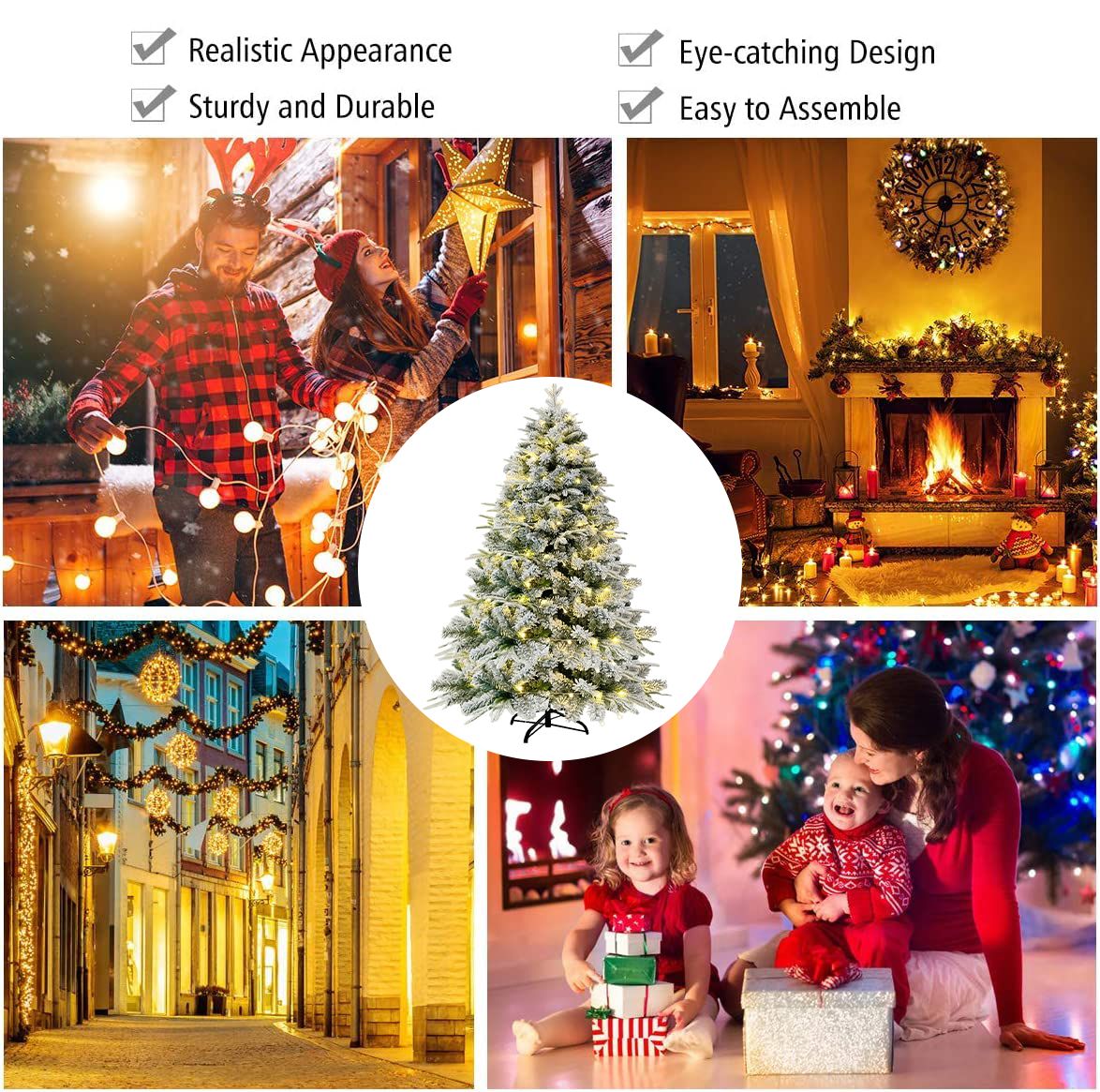 6 ft Christmas tree warm lights with a realistic appearance, ideal for festive home decor