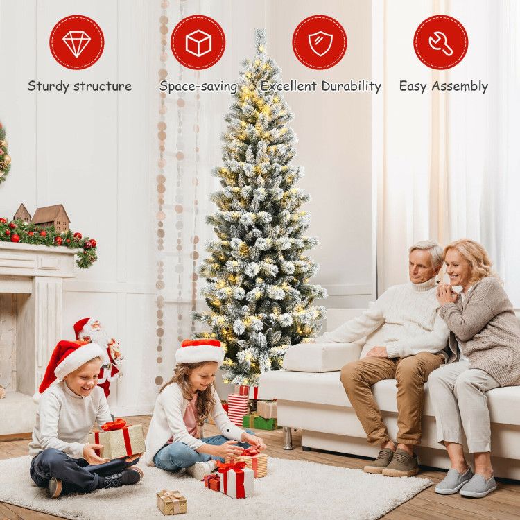 Christmas tree with 9 lighting modes in living room with family opening presents and festive decorations