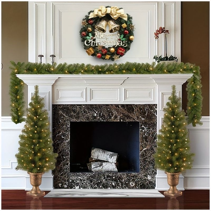 Decorative Christmas wreath for front door with festive greenery and a shimmering bow