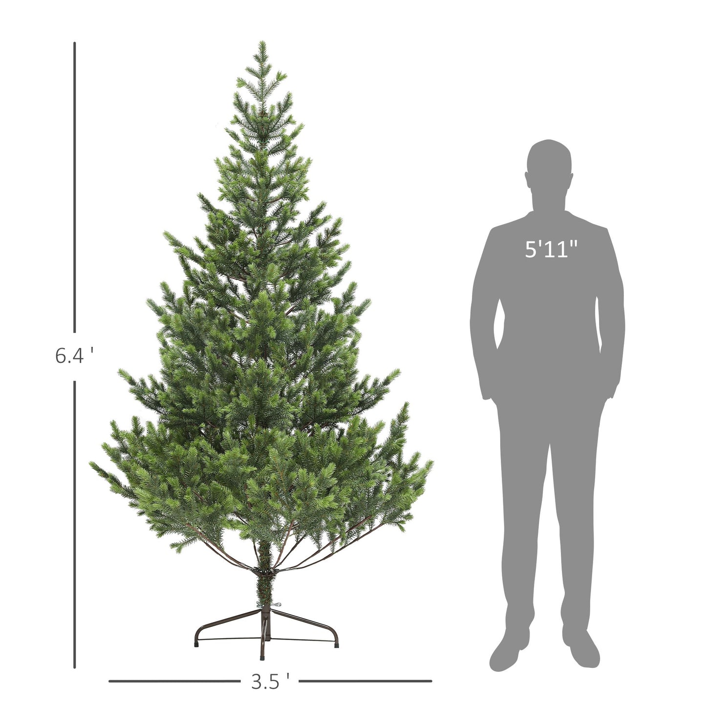 6.4-foot sparse artificial Christmas tree with realistic foliage, ideal for holiday decorating