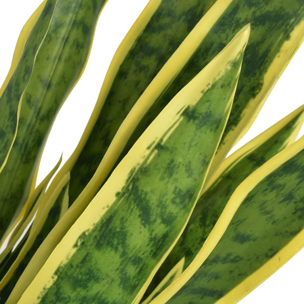 Realistic fake sansevieria with pot featuring vibrant green and yellow leaves for home decor