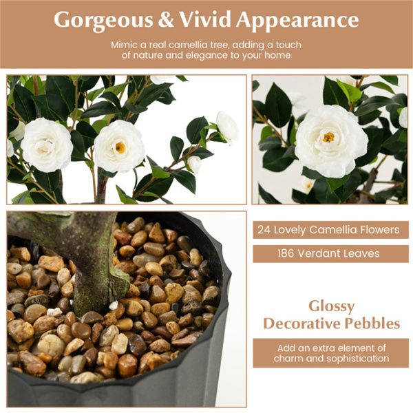 Faux camellia trees with 24 lovely flowers and 186 leaves, adding elegance to your home decor