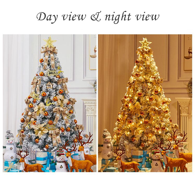 Faux pine Christmas tree 6FT decorated with lights and ornaments for day and night display