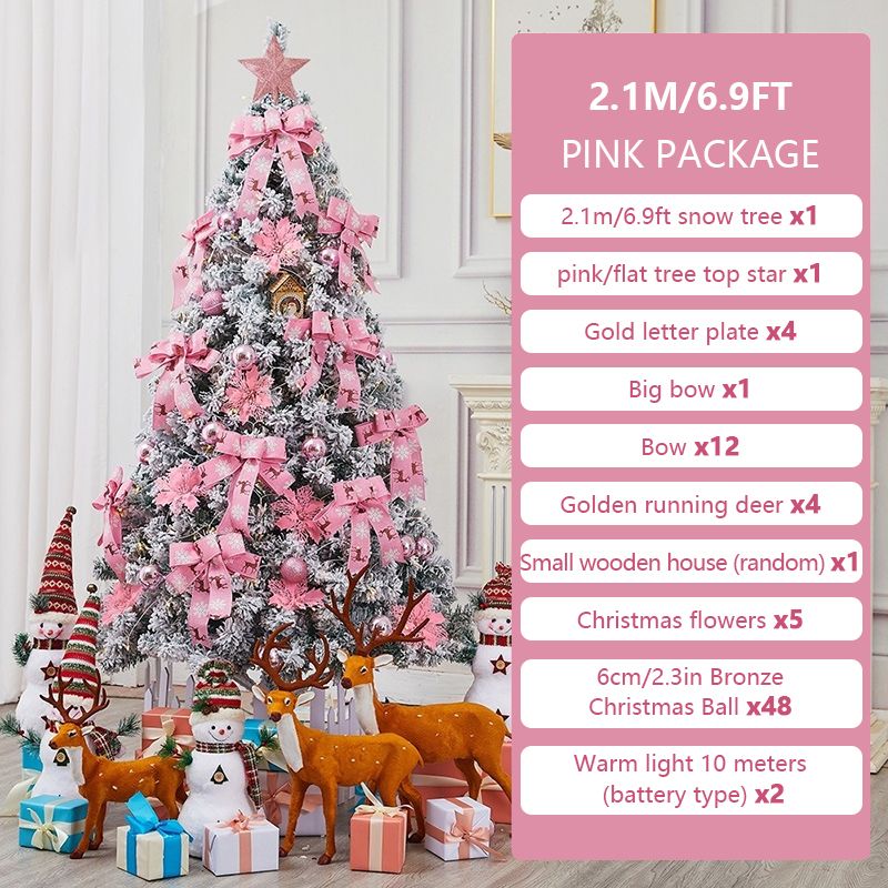 Faux pine Christmas tree 6FT with pink decorations and gold accents for festive holiday decor