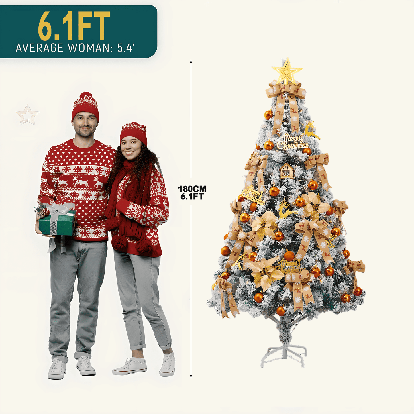 Faux pine Christmas tree 6FT decorated with ornaments and a star on top for festive holiday celebrations
