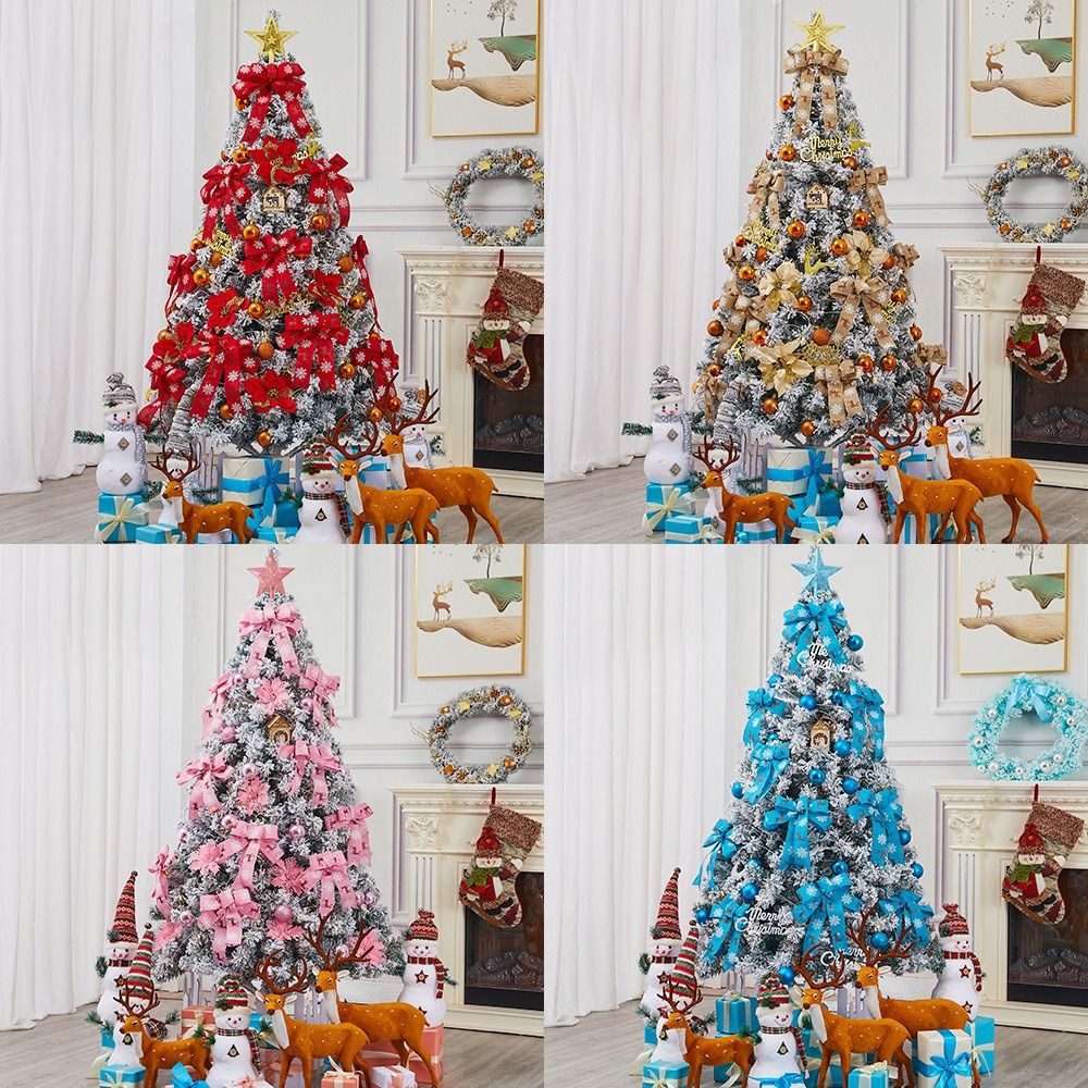 Colorful Faux Pine Christmas Tree 6FT with festive decorations and gifts around the base