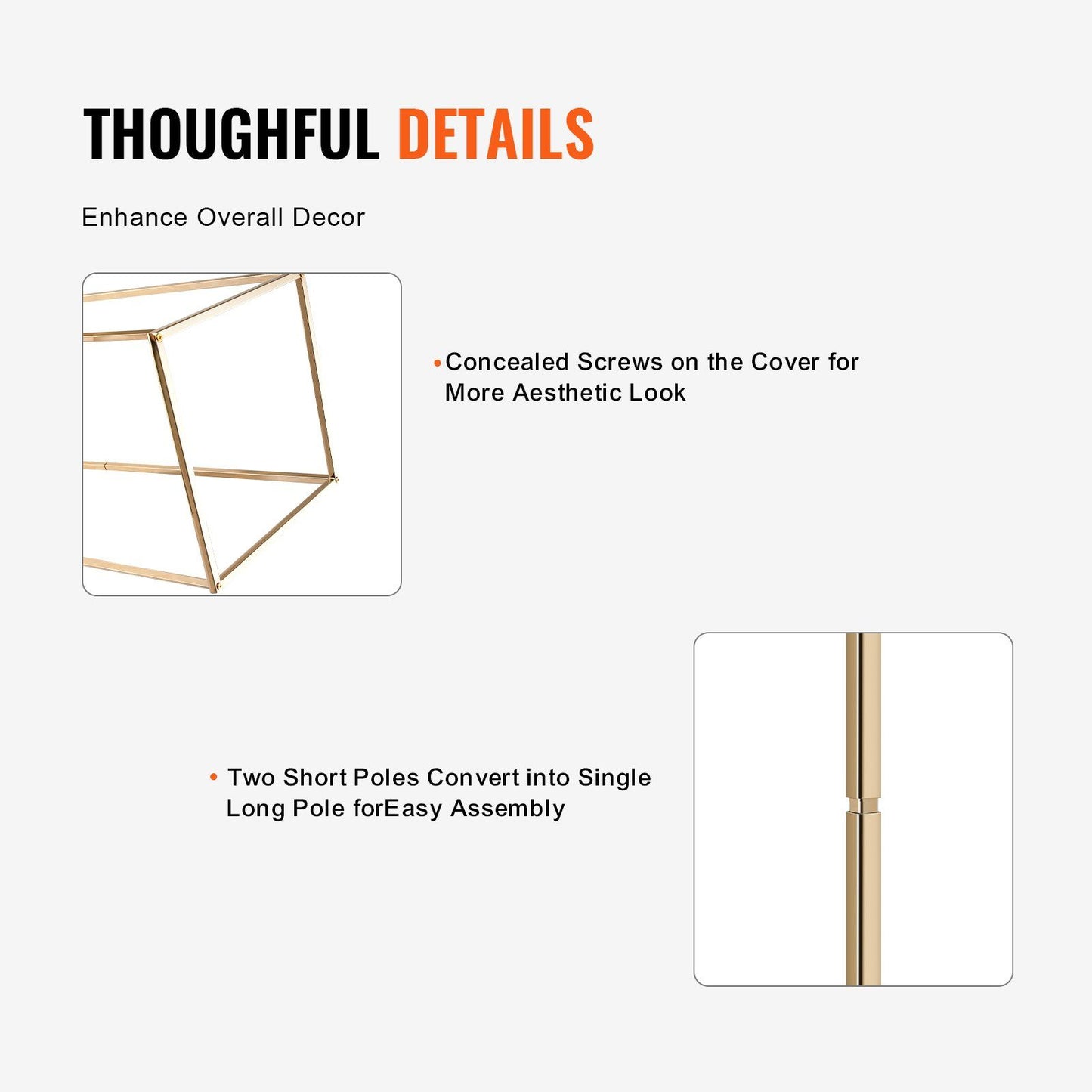 Gold geometric flower stands featuring concealed screws and easy assembly for stylish home decor