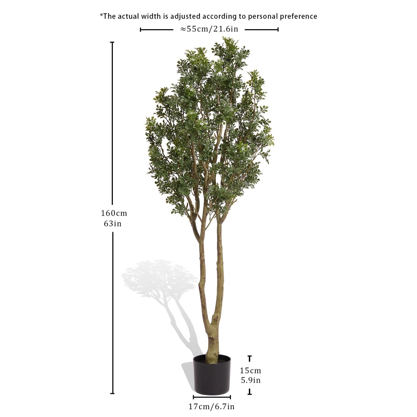 Large artificial plants in a decorative pot, designed for home or office decor with a height of 63 inches
