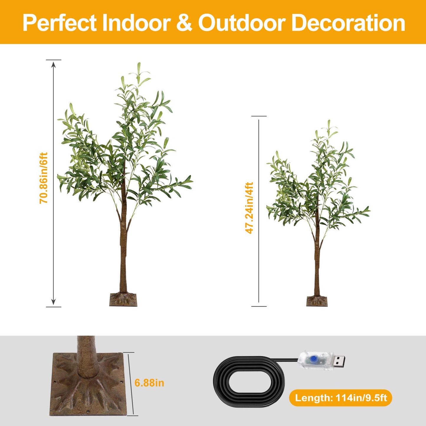 LED olive tree decor with two sizes 6ft and 4ft for perfect indoor and outdoor decoration
