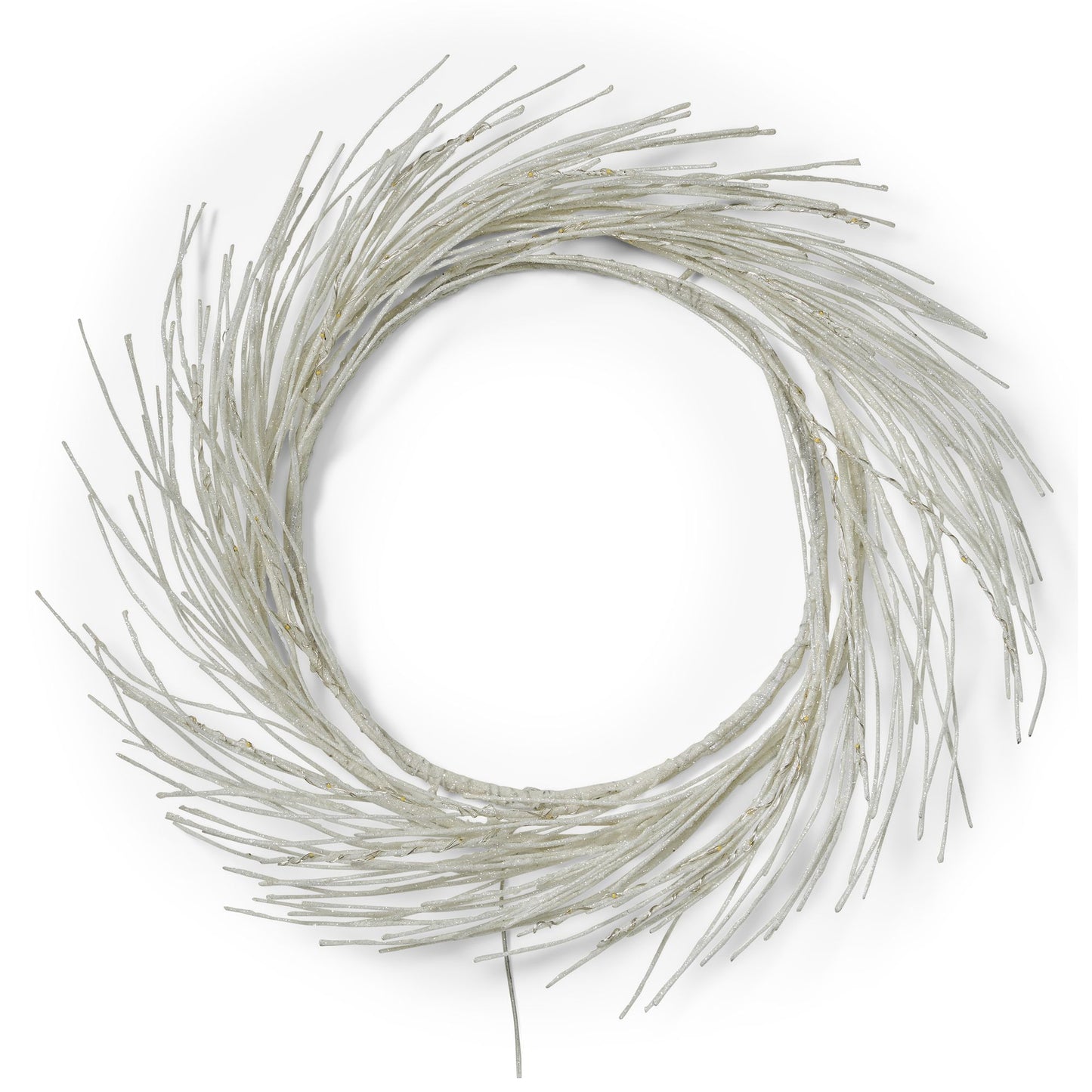 White textured lighted paper wreath with delicate branch design for seasonal home decor
