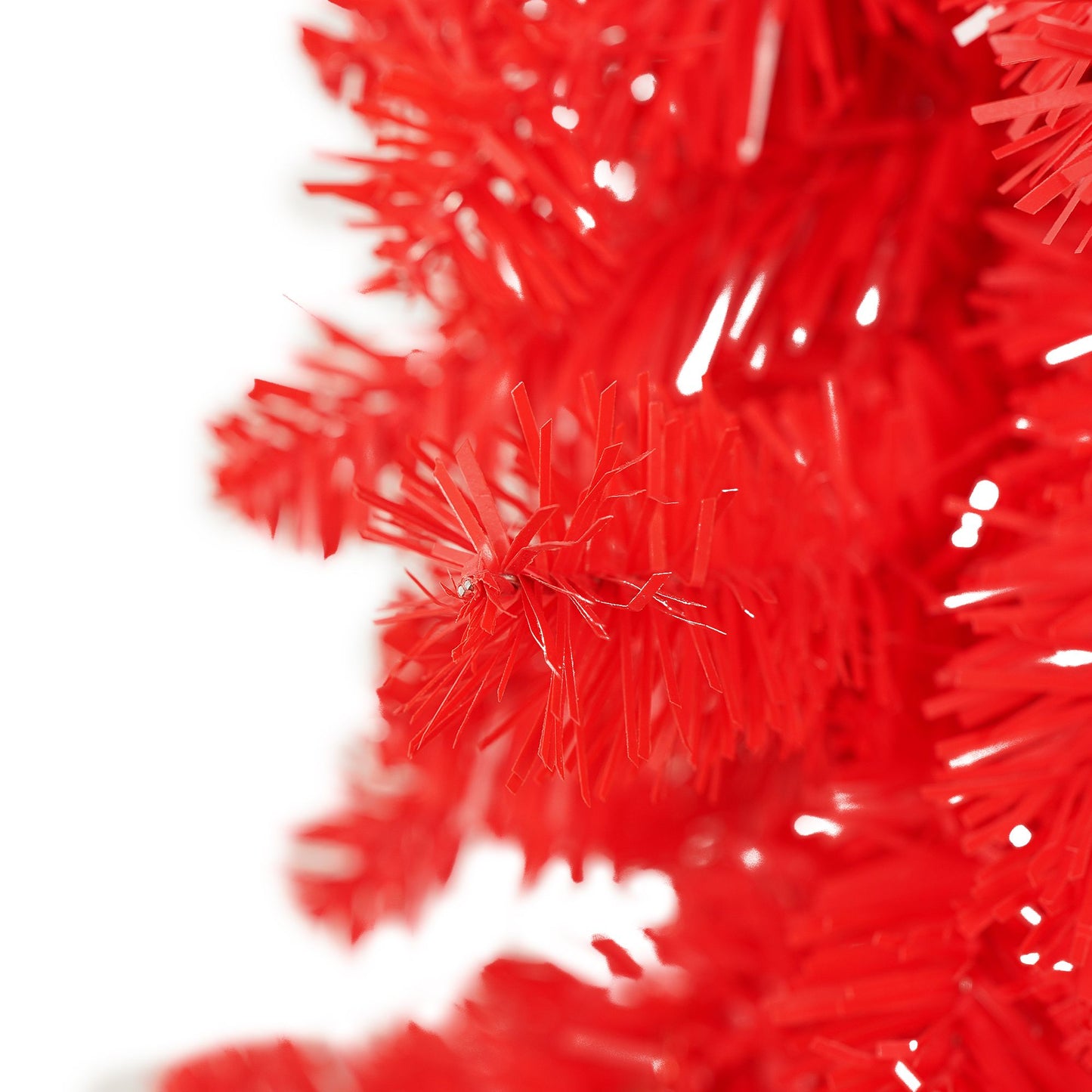 Close-up of red branches on a lighted Santa hat Christmas tree decoration from FauxMart.com