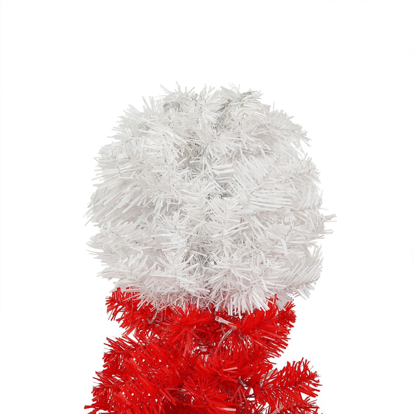 Lighted Santa hat Christmas tree topper with white and red tinsel branches by FauxMart.com