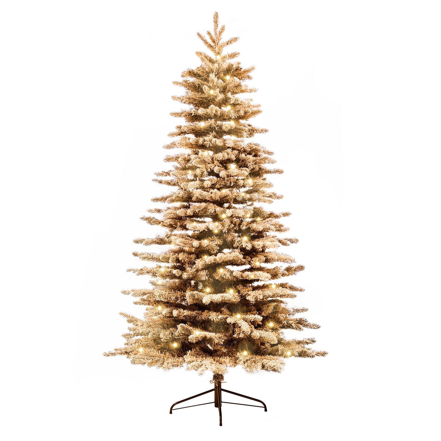 Mountain pine artificial Christmas tree with flocked branches and built-in warm white lights