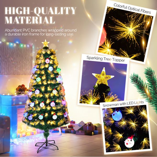 Pre-lit fiber optic Christmas tree decorated with colorful optical fibers and a sparkling star topper