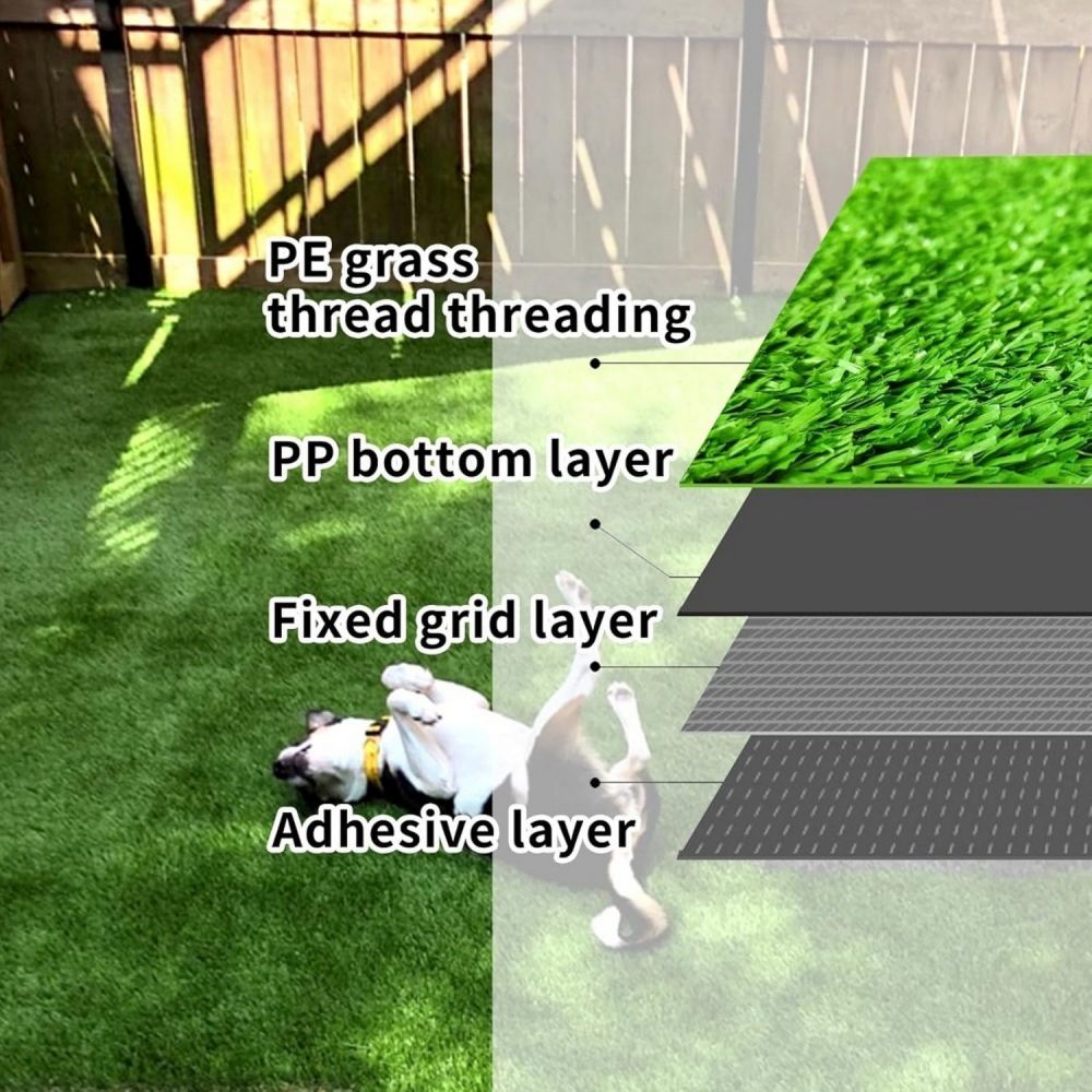 Premium artificial turf mat showcasing multiple layers for durability and comfort in outdoor spaces