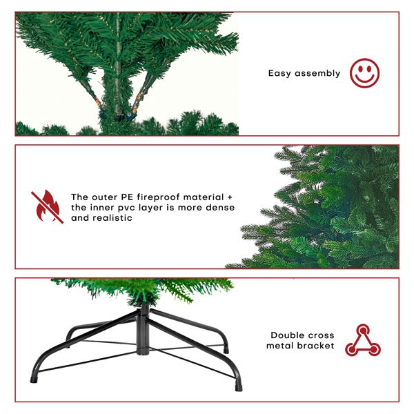 Premium fire-resistant Christmas tree with dense outer PE fireproof material and easy assembly features