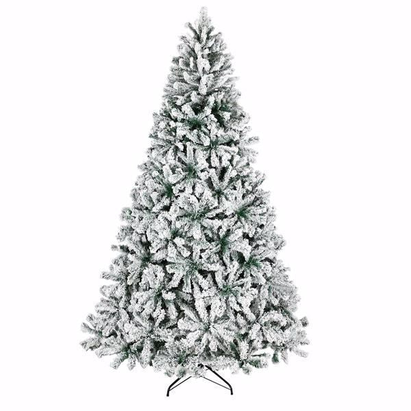 Snow flocked artificial Christmas tree with a full design for holiday decorations