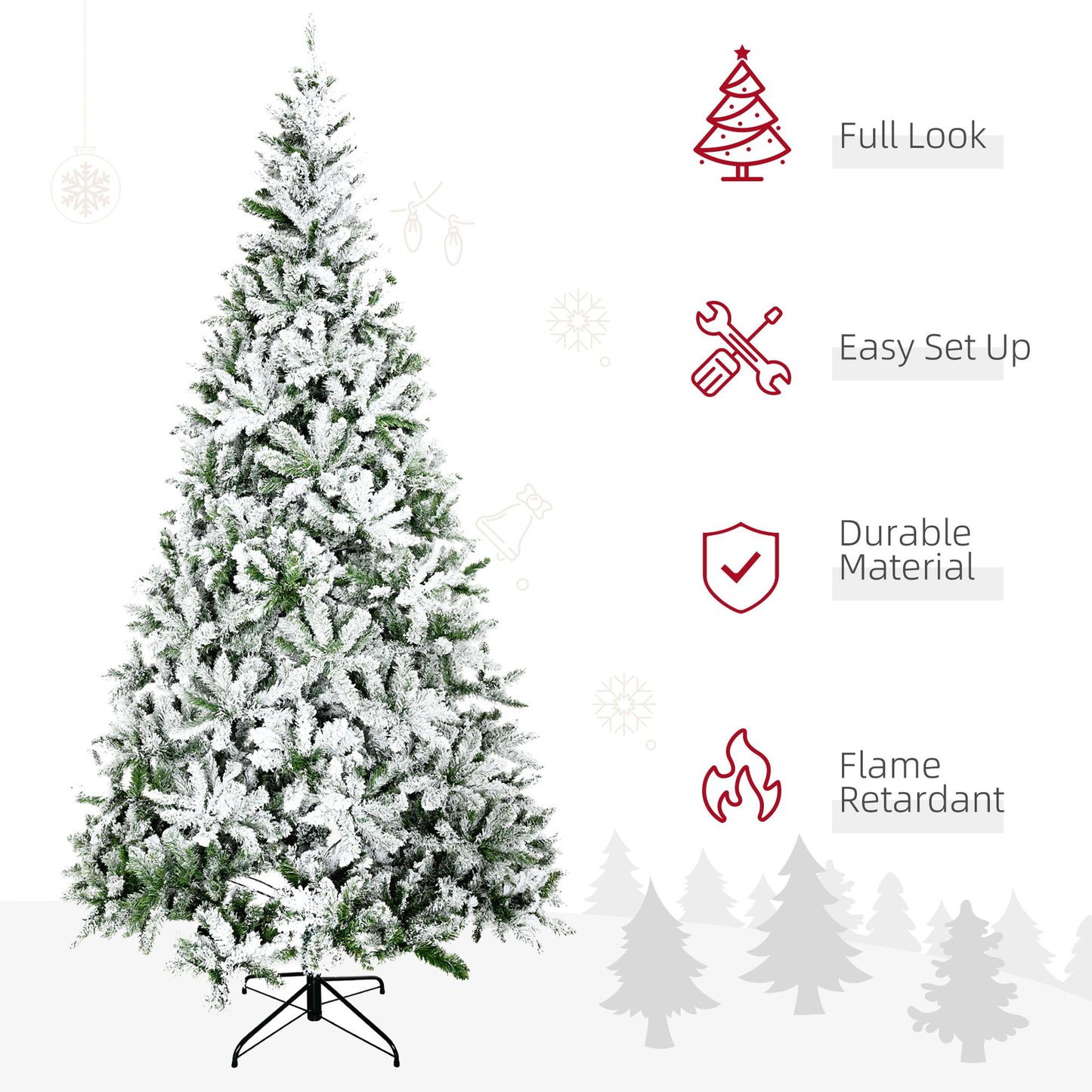 Unlit flocked Christmas tree for sale with full look easy set up durable flame retardant material