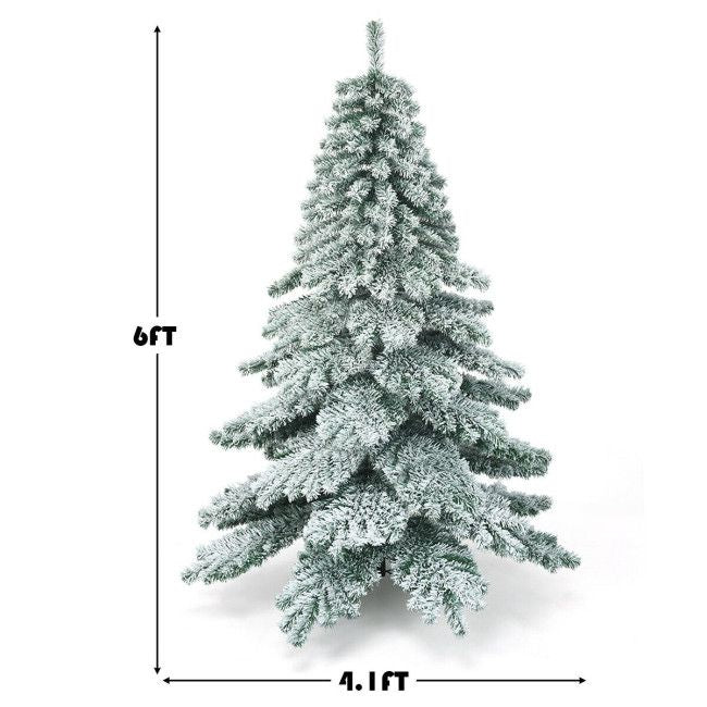 6 foot snow flocked Christmas tree from FauxMart.com with full dense branches and realistic snowy appearance