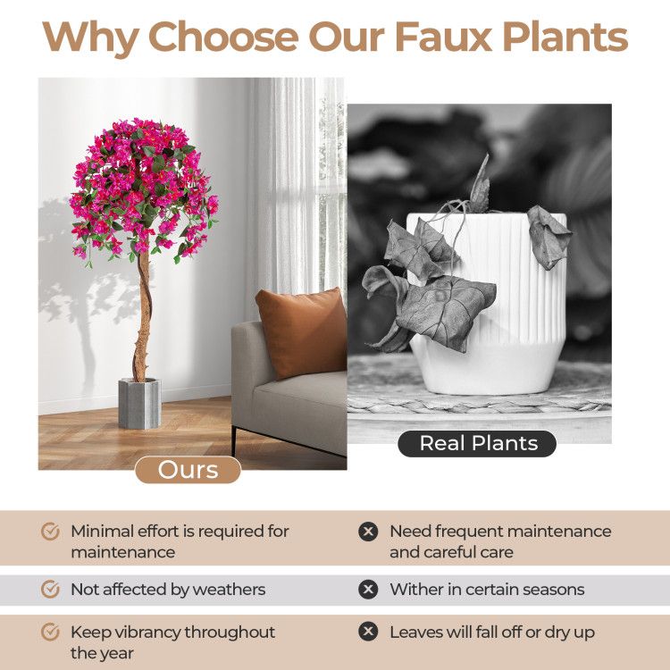 Artificial azalea tree set with vibrant pink flowers in a modern indoor setting by FauxMart.com
