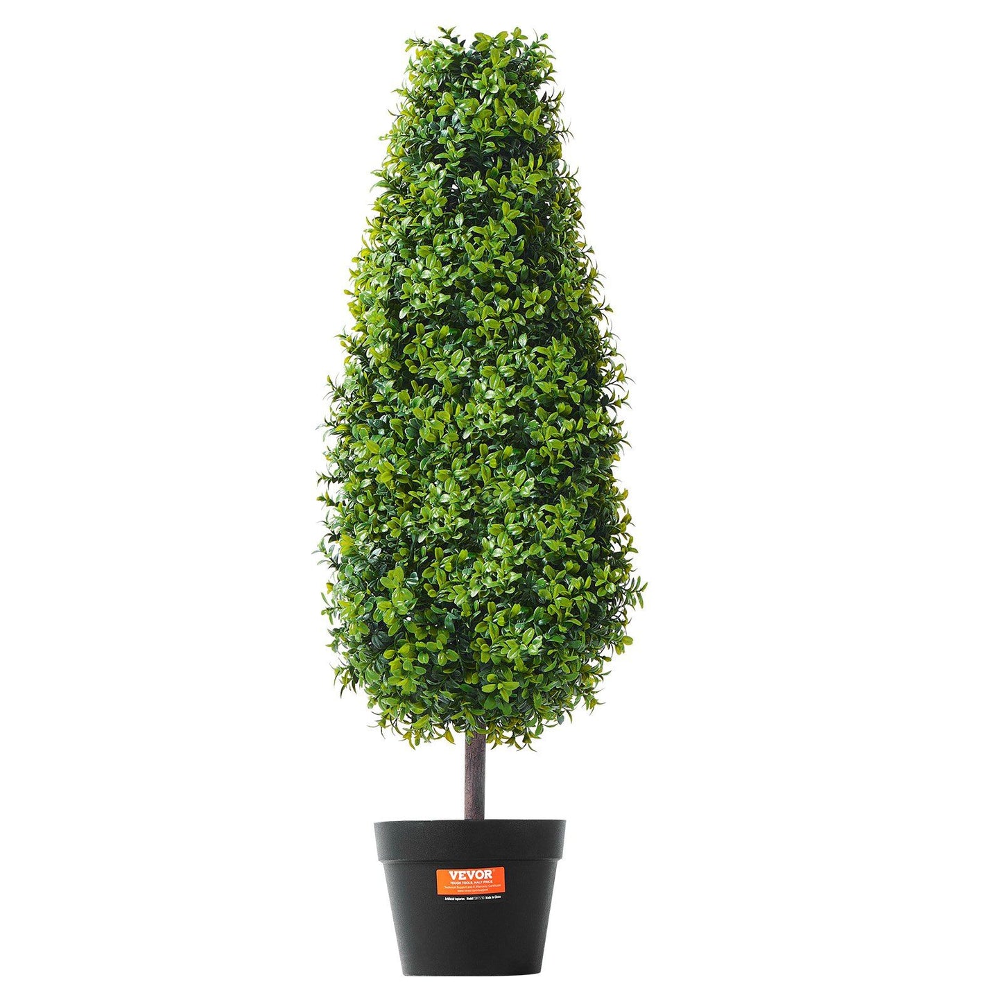 3 foot fake topiary pair with dense green foliage in black planter for elegant home decor