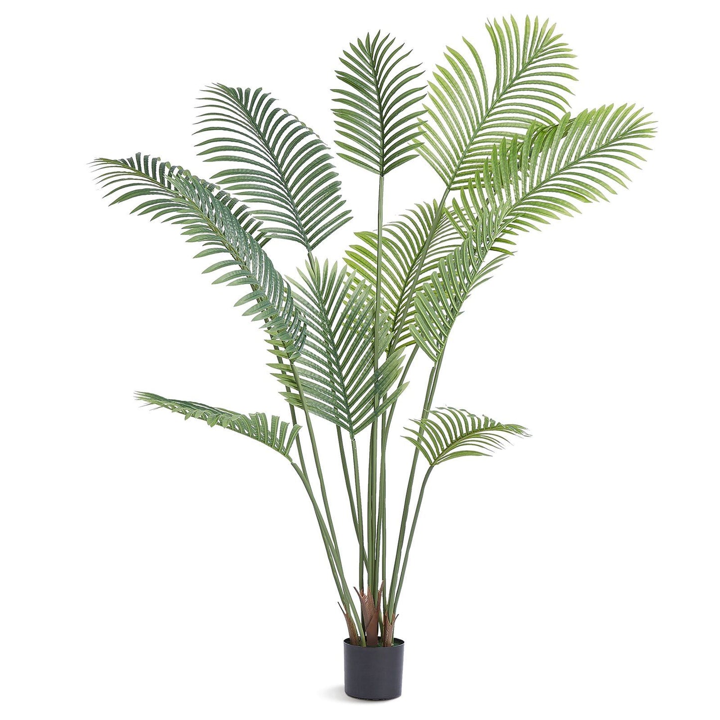 6ft artificial palm tree with lush green leaves in a black pot for indoor home decor