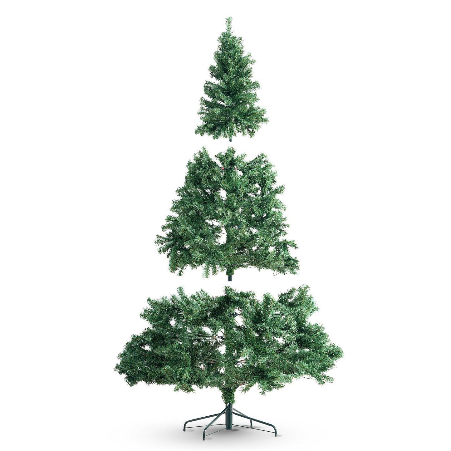 7.5 foot prelit Christmas tree from FauxMart.com with three easy-to-assemble sections and green pine branches