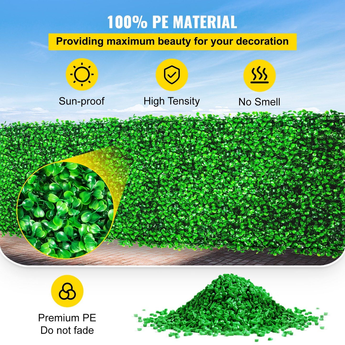 Artificial boxwood hedge panels made from premium PE material with sun-proof, high intensity, and no smell features