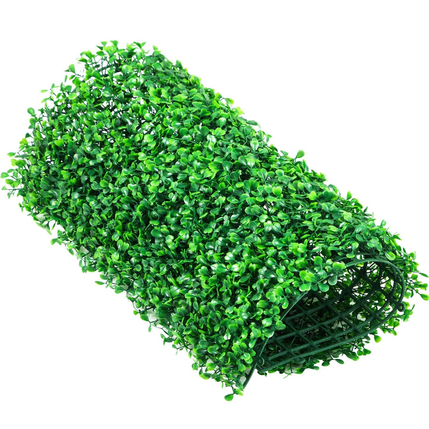 Roll of artificial boxwood hedge panels with dense green leaves for outdoor or indoor decoration