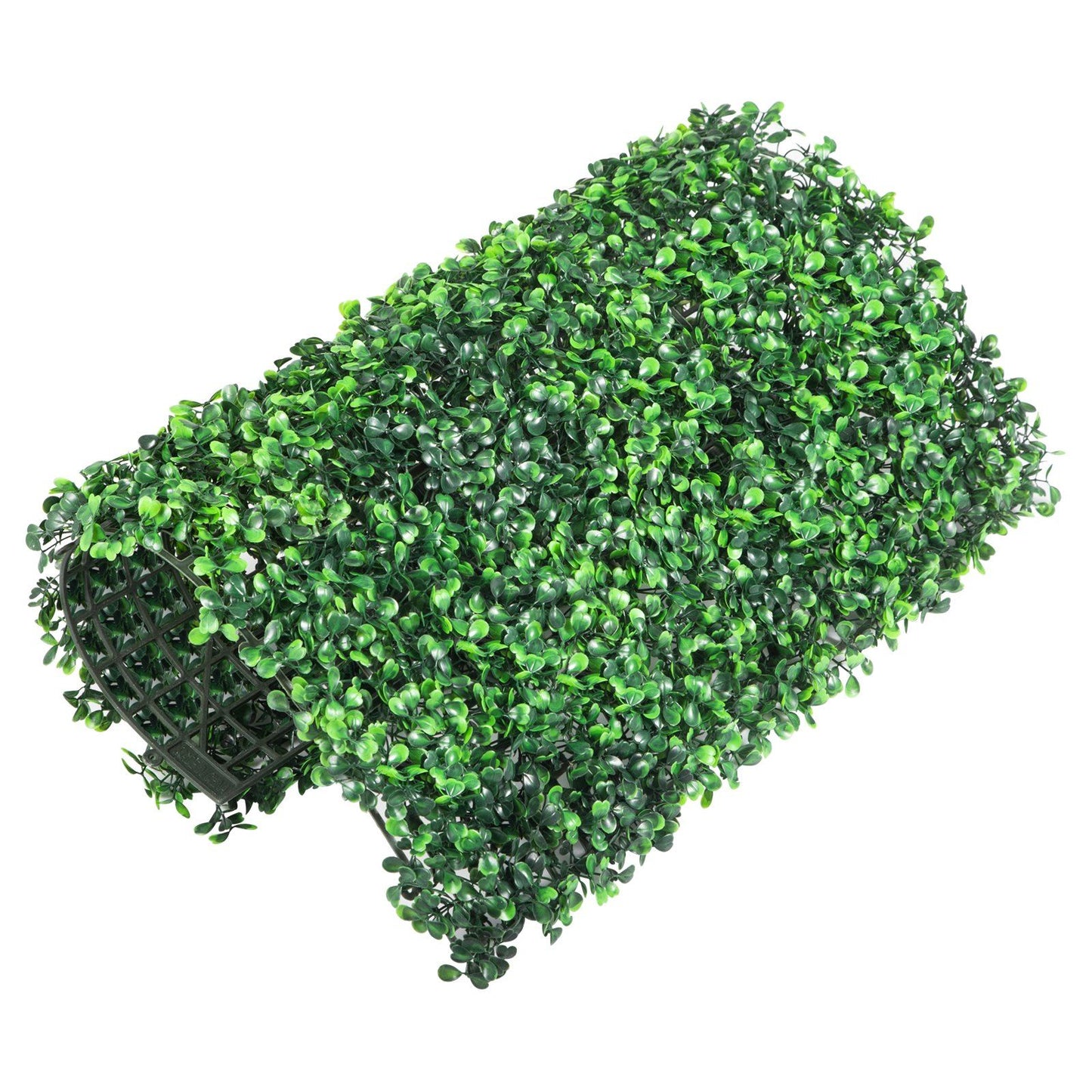 Roll of artificial boxwood hedge panels with dense green leaves for outdoor and indoor decor