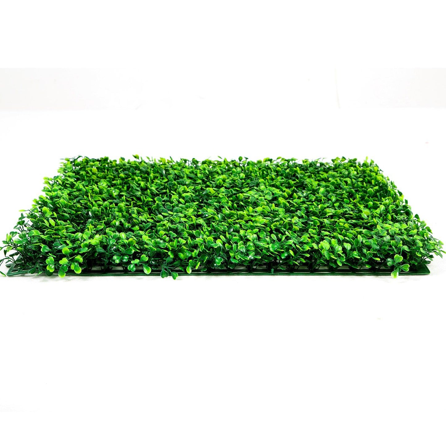 FauxMart artificial boxwood hedge panels in vibrant green for decorative privacy and landscaping