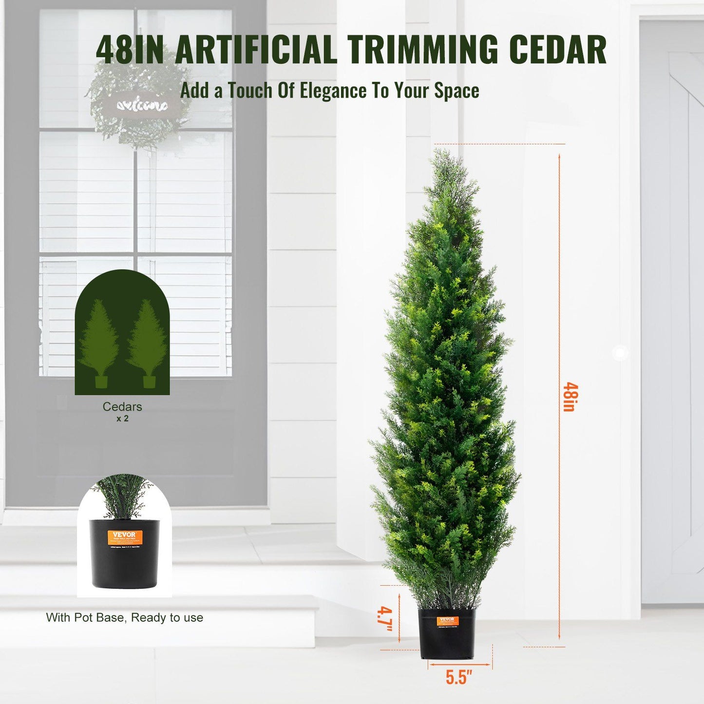 48 inch artificial trimming cedar with pot base faux cedar topiary trees for indoor decor
