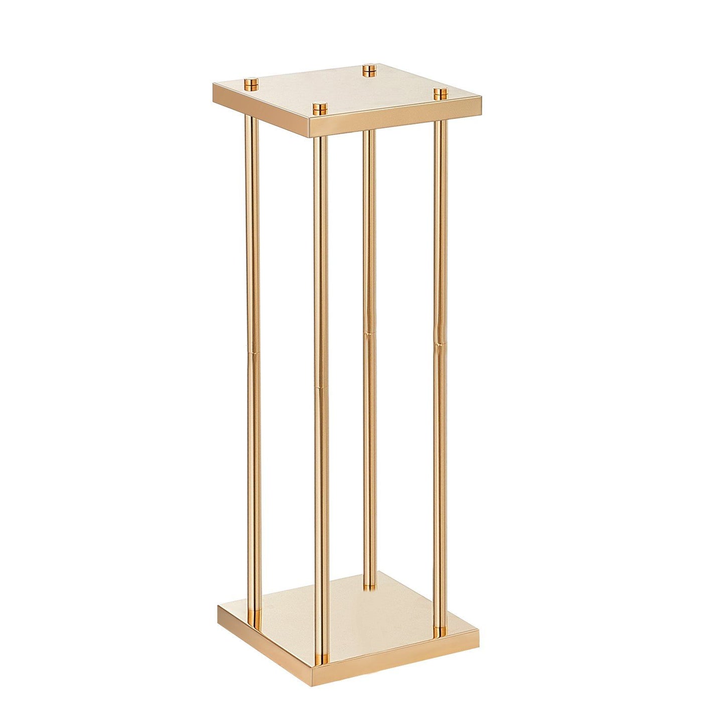 Gold metal wedding flower stands with modern design and four vertical rods by FauxMart.com