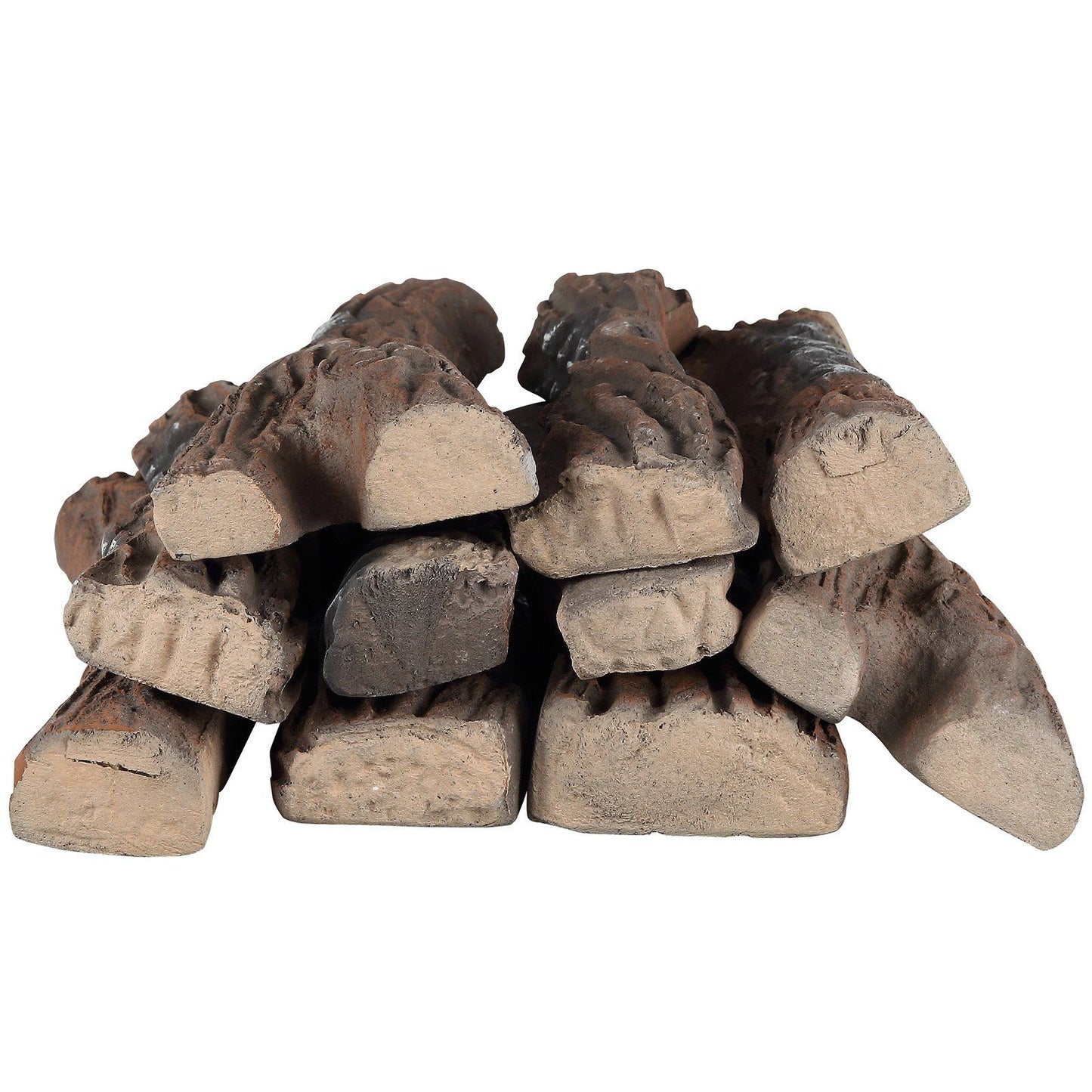 Stack of realistic gas fireplace logs with detailed texture and natural wood appearance from FauxMart.com