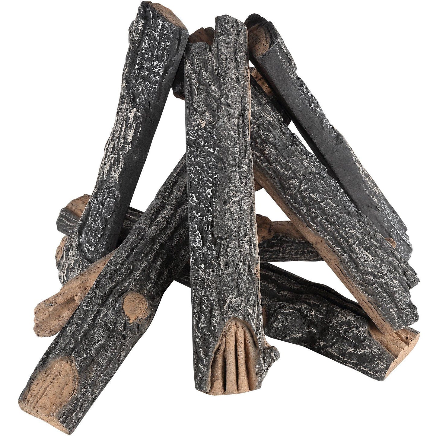Realistic oak gas fire logs set with detailed bark texture and natural wood appearance