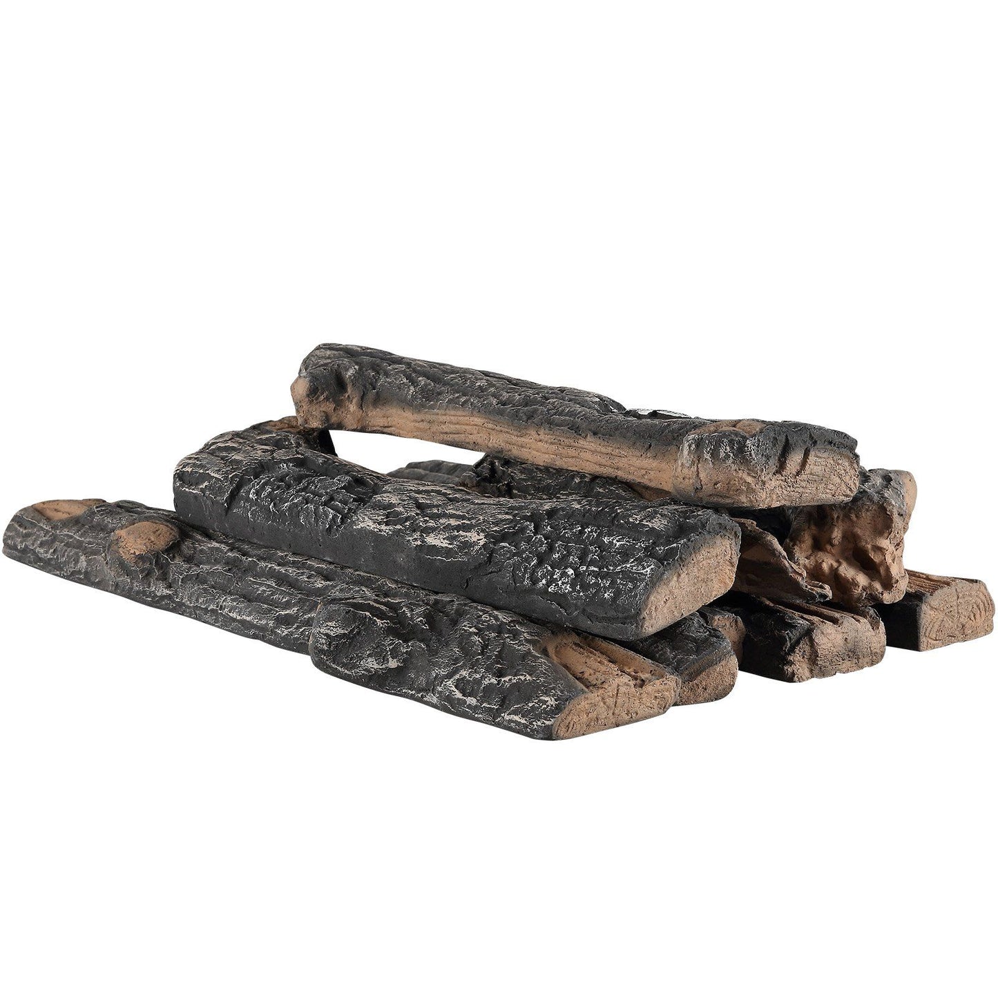 Realistic oak gas fire logs set with detailed textured surface for authentic fireplace appearance