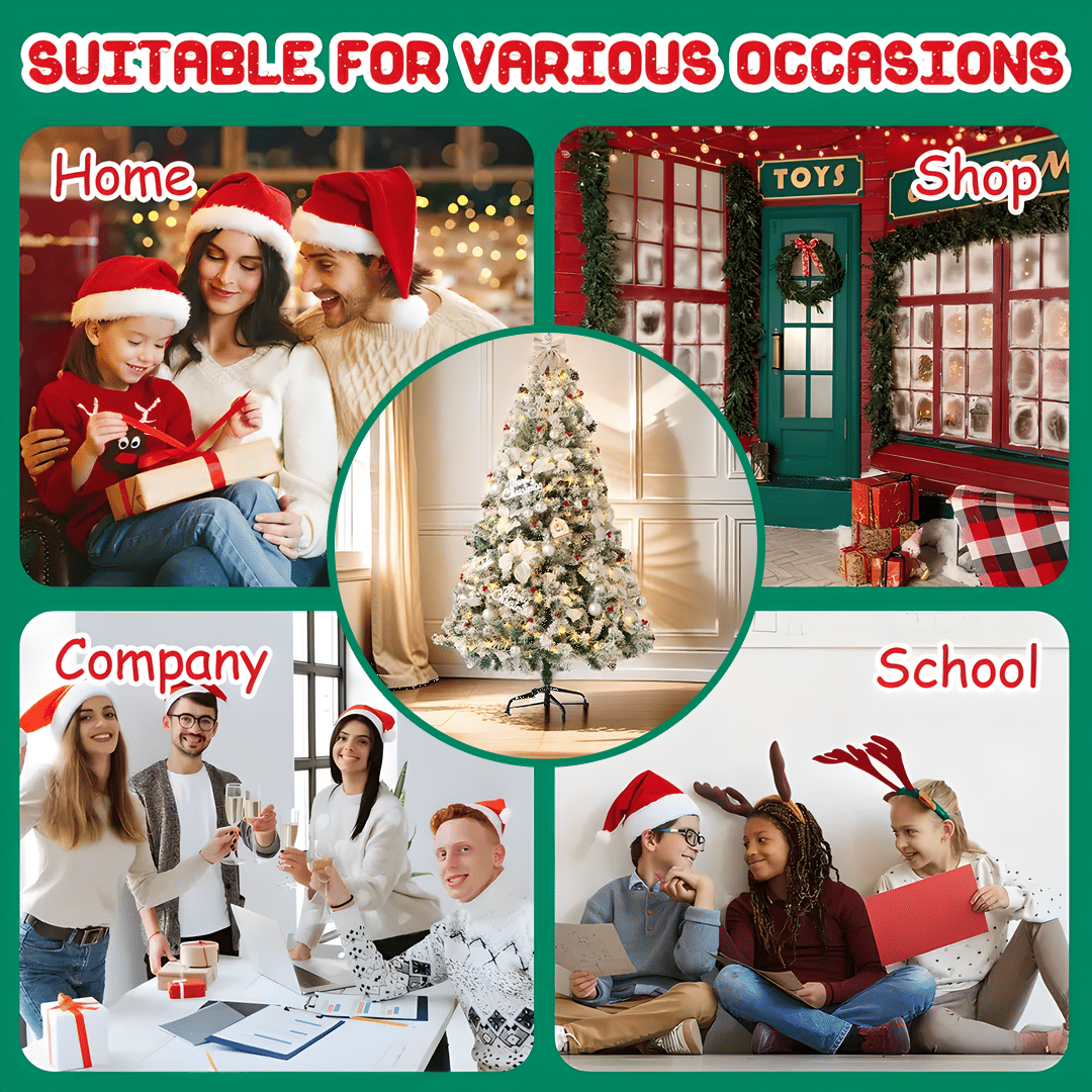 White snow Christmas tree 7ft indoor outdoor decorated with ornaments in cozy living room setting