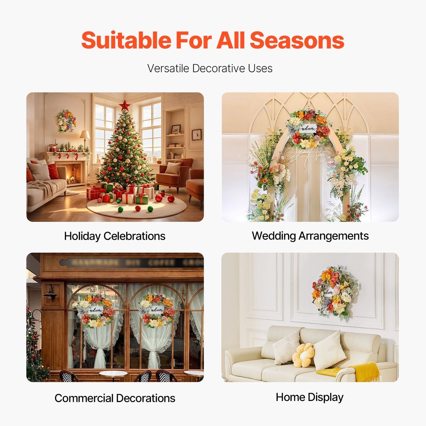 Artificial hydrangea rose wreath used for holiday celebrations wedding arrangements commercial decorations and home display