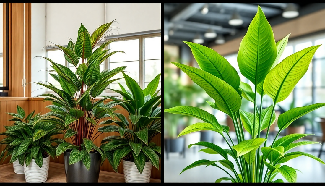 Comparison of artificial vs real plants cost with various indoor leafy plants showcased