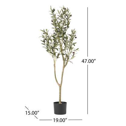 47 inch artificial olive tree in a black pot, perfect for home decor and indoor spaces
