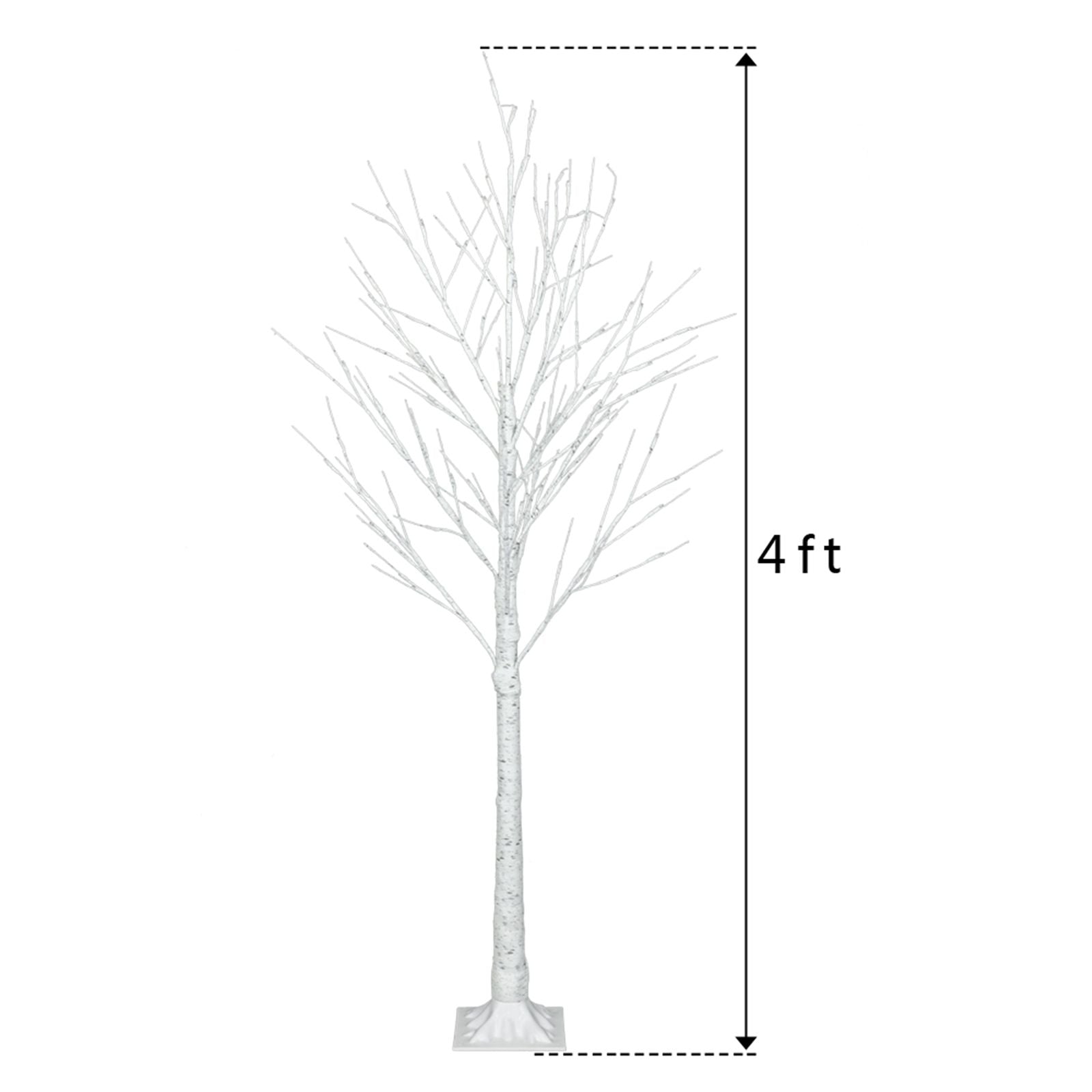 4ft snowflake Christmas tree with lights by FauxMart.com showing height measurement and bare white branches