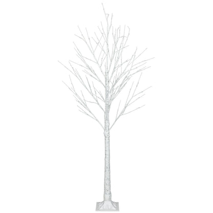 4ft snowflake Christmas tree with lights in white with bare branches and built-in LED lights
