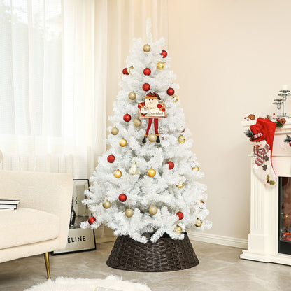 6ft white artificial Christmas tree decorated with ornaments and a nutcracker figure