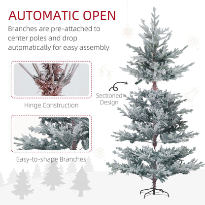 7.5ft snow flocked artificial Christmas tree with easy assembly and realistic branches